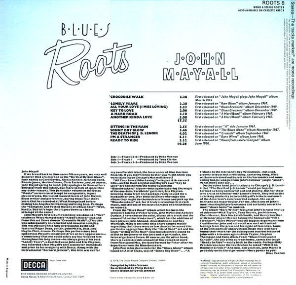 John Mayall : Blues Roots (LP,Compilation,Stereo,Mono)