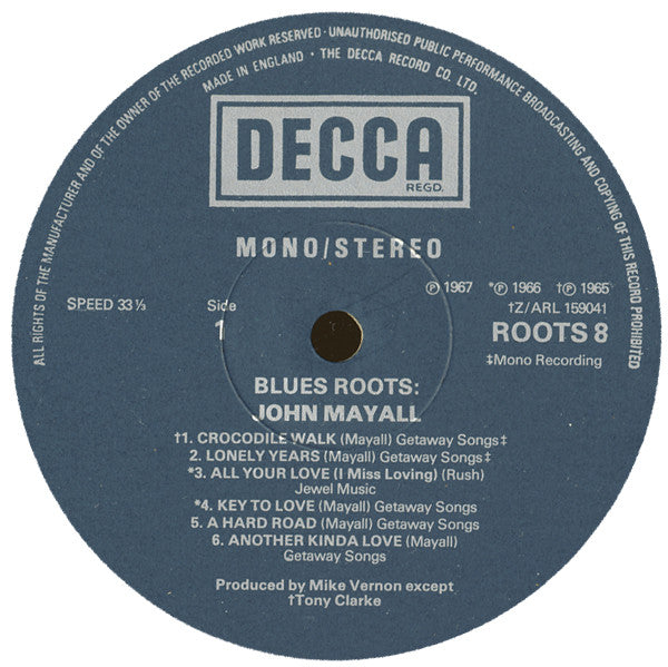 John Mayall : Blues Roots (LP,Compilation,Stereo,Mono)