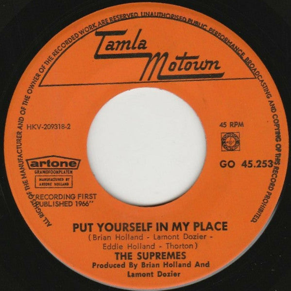 Supremes, The : You Can't Hurry Love / Put Yourself In My Place (7",45 RPM)