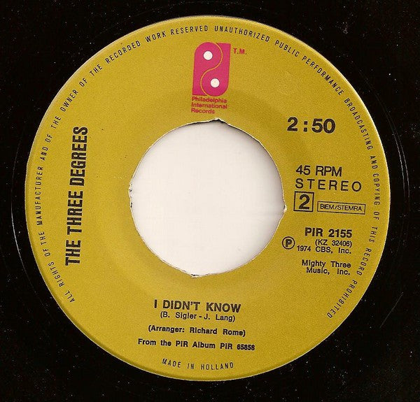 Three Degrees, The : When Will I See You Again (7",45 RPM,Single)