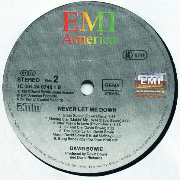 David Bowie : Never Let Me Down (LP,Album,Stereo)