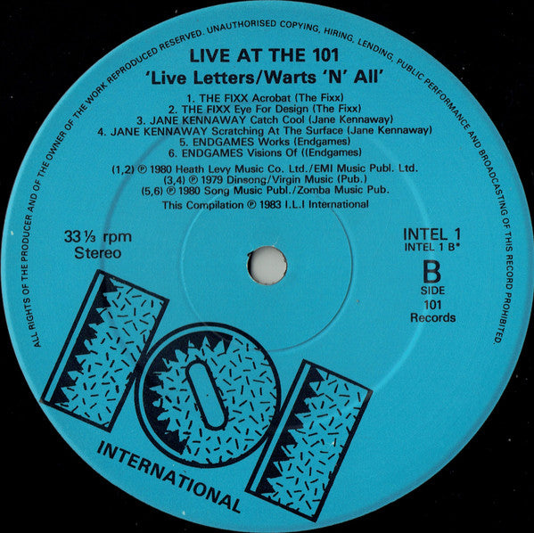 Various : Live At The '101': Live Letters Warts 'N' All Bandits At 10 O'clock (LP, Comp)