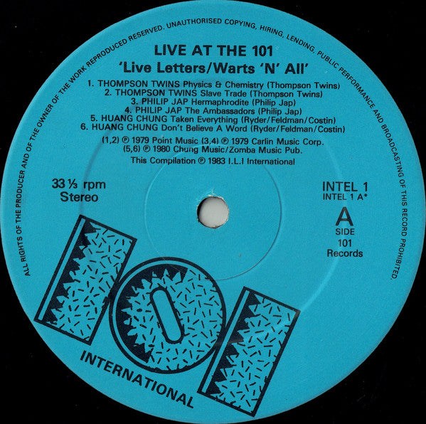 Various : Live At The '101': Live Letters Warts 'N' All Bandits At 10 O'clock (LP, Comp)