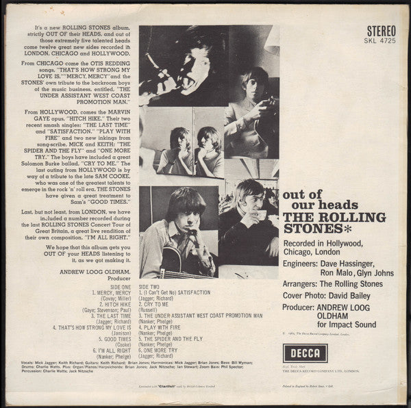 The Rolling Stones : Out Of Our Heads (LP, Album, Mono, RP)