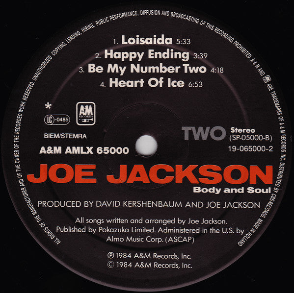 Joe Jackson : Body And Soul (LP,Album,Stereo)