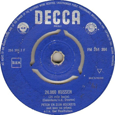 Peter Koelewijn & Zijn Rockets : 24.000 Kussen (7",45 RPM,Single,Mono)