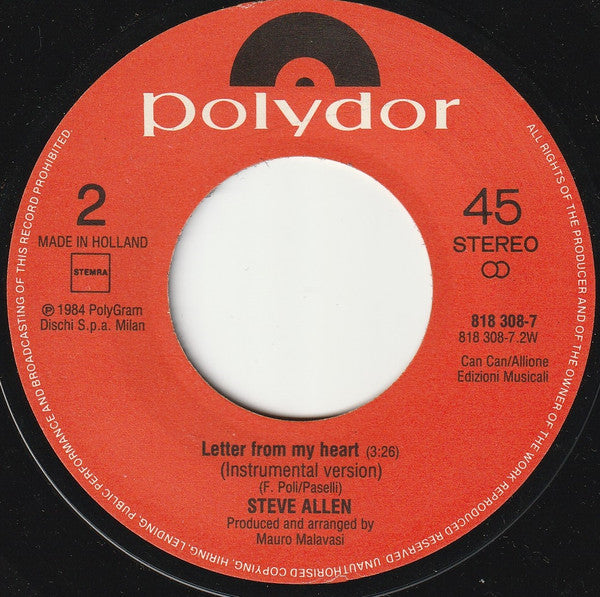 Steve Allen : Letter From My Heart (7",Single,45 RPM)