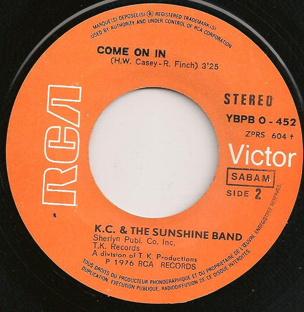 KC & The Sunshine Band : I Like To Do It / Come On In (7",45 RPM,Single,Stereo)