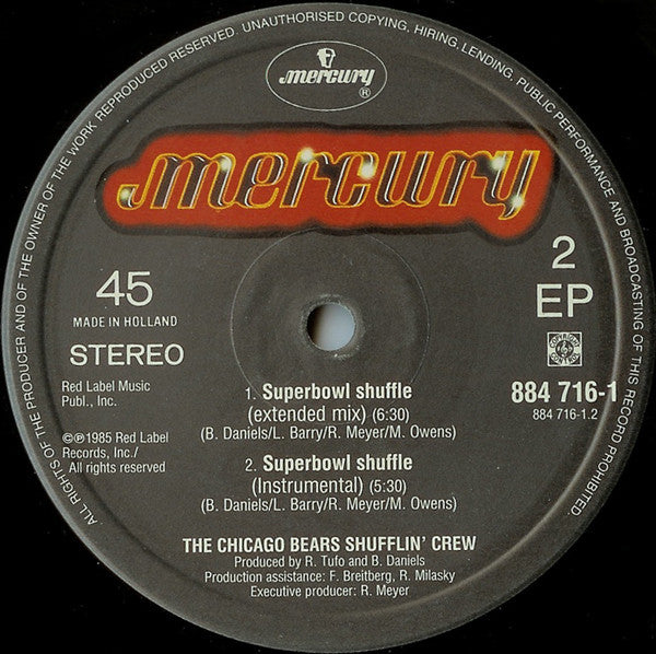 Chicago Bears Shufflin' Crew, The : Super Bowl Shuffle (12")