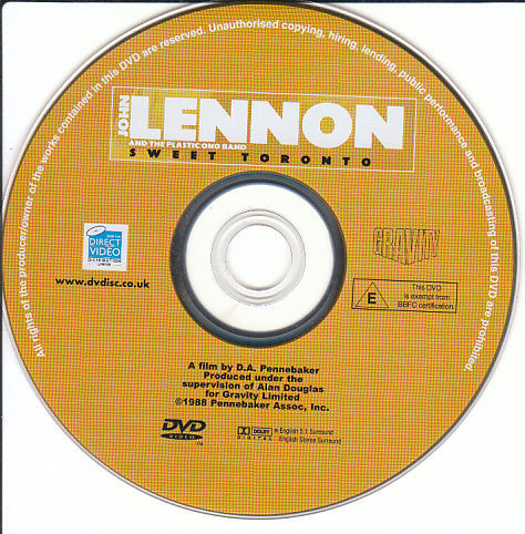 John Lennon And Plastic Ono Band, The : Sweet Toronto (DVD-Video,PAL)