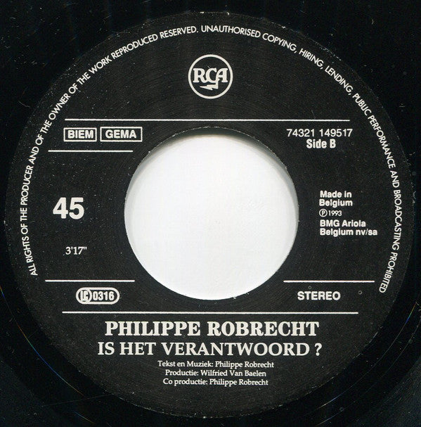 Philippe Robrecht : Vurige Tongen (7",45 RPM,Single,Stereo)