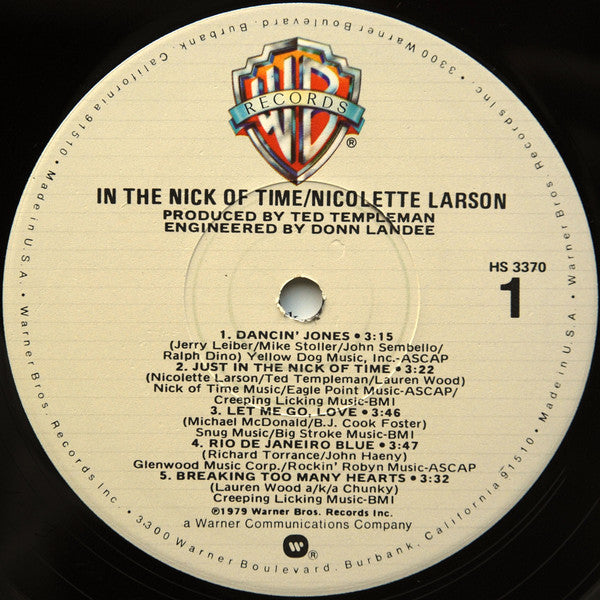 Nicolette Larson : In The Nick Of Time (LP,Album)