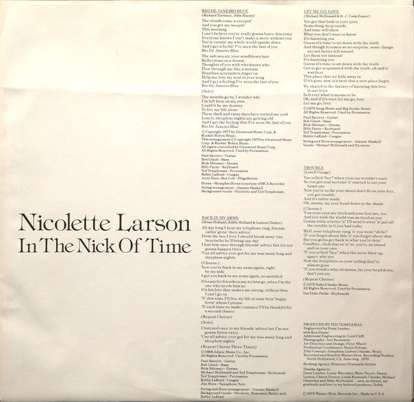 Nicolette Larson : In The Nick Of Time (LP,Album)