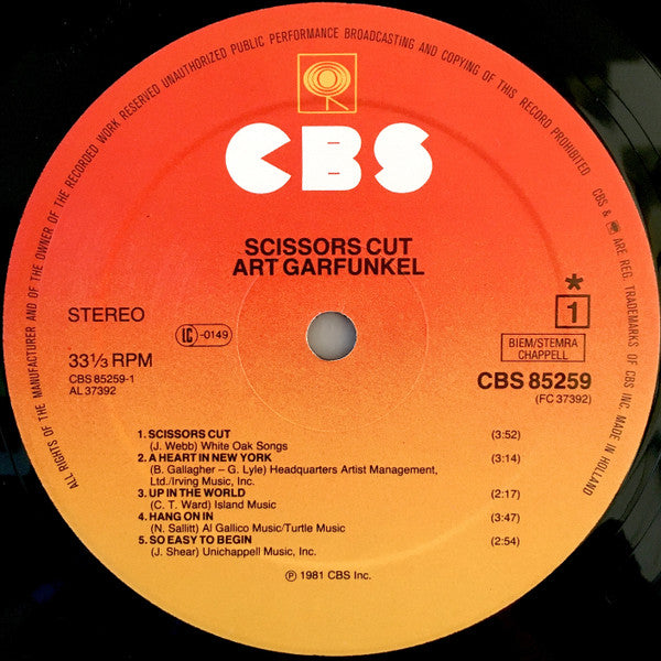 Art Garfunkel : Scissors Cut (LP,Album,Stereo)