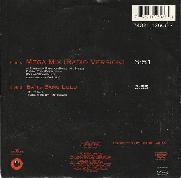 Boney M. : Mega Mix (7",45 RPM,Single,Stereo)