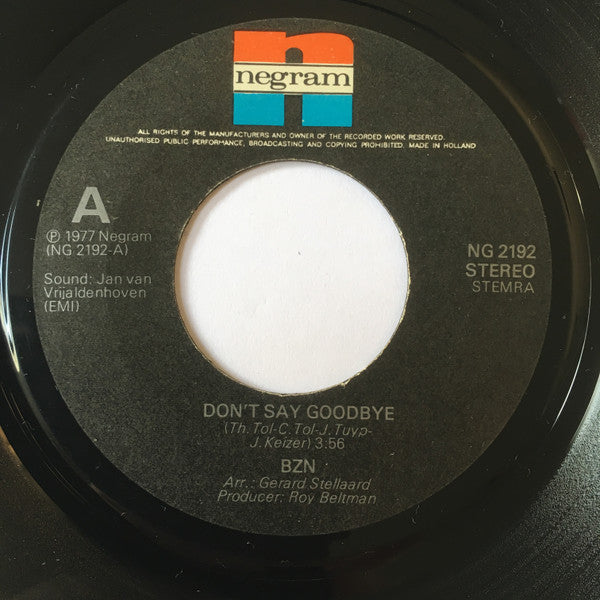 BZN : Don't Say Goodbye (7",Single,Stereo)