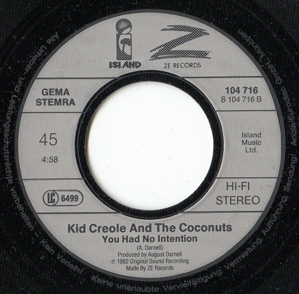 Kid Creole And The Coconuts : Annie, I'm Not Your Daddy (7",45 RPM,Single,Stereo)