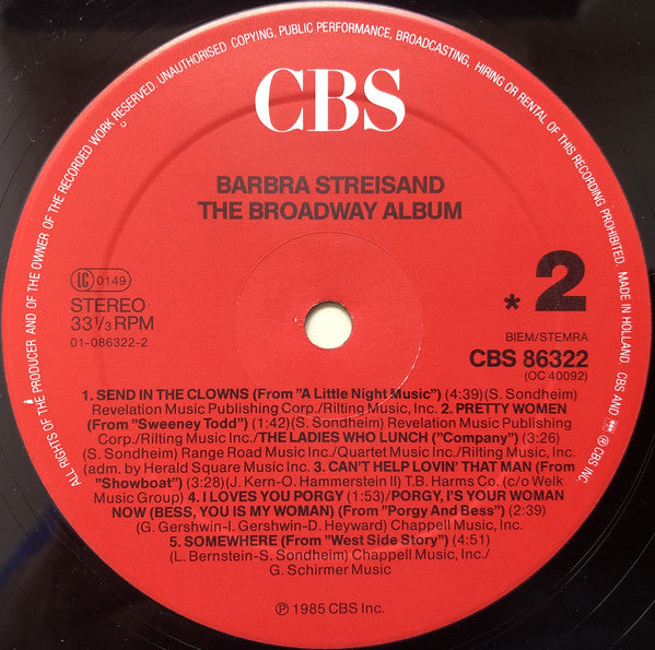 Barbra Streisand : The Broadway Album (LP,Album,Stereo)