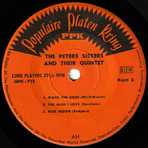 Peters Sisters : The Peters Sisters With The Pop Parade Orchestra (7",33 ⅓ RPM,EP)