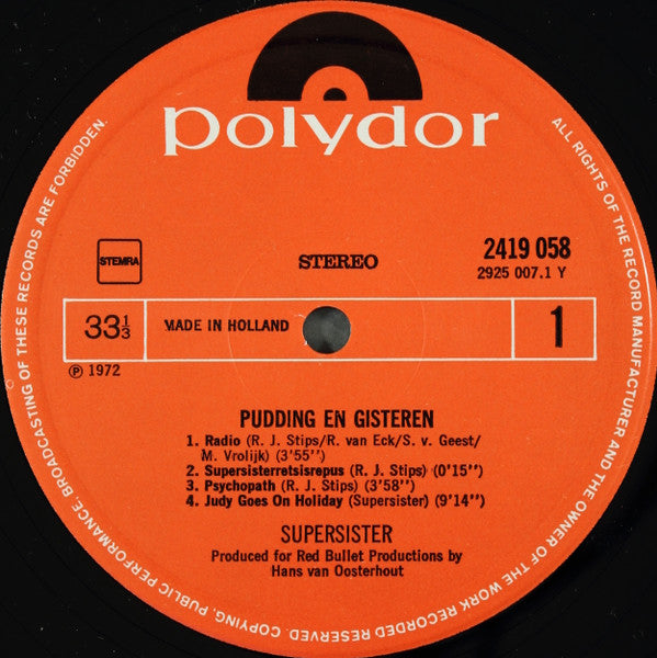 Supersister (2) : Pudding En Gisteren (LP,Album,Reissue)