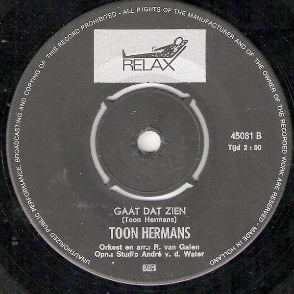 Toon Hermans : Mien, Waar Is Mijn Feestneus (7",Single,45 RPM)