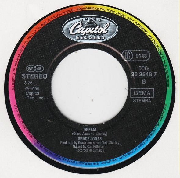 Grace Jones : Love On Top Of Love (Killer Kiss) (7",45 RPM,Stereo)