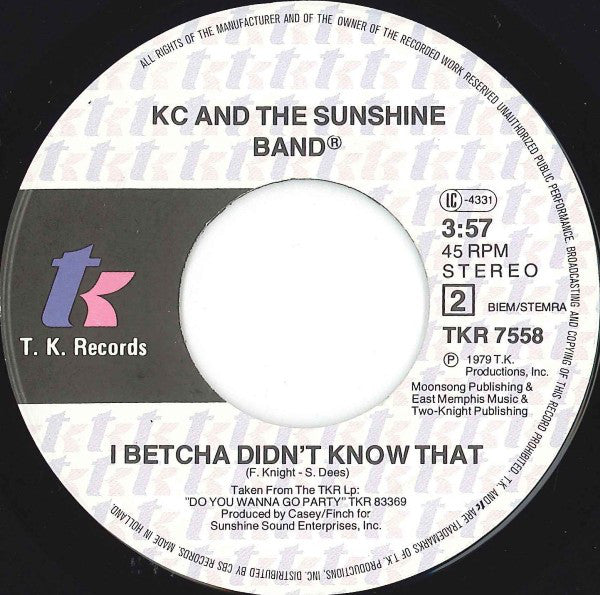 KC & The Sunshine Band : Please Don't Go (7",45 RPM,Single)
