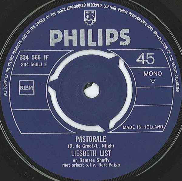 Liesbeth List Met Ramses Shaffy : Pastorale (7",45 RPM,Single,Mono)