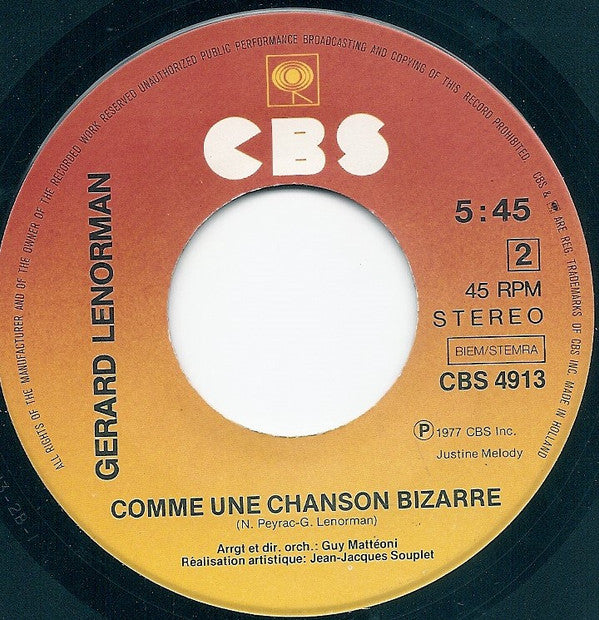 Gérard Lenorman : Voici Les Clés (7",Single,45 RPM)