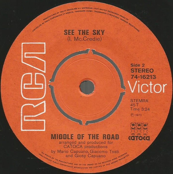 Middle Of The Road : Bottoms Up (7",45 RPM,Single,Stereo)