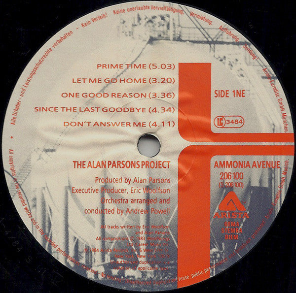 Alan Parsons Project, The : Ammonia Avenue (LP,Album)