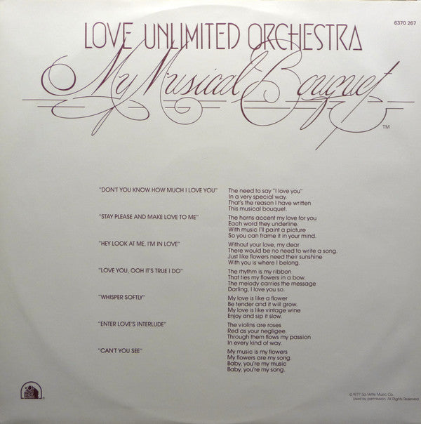 Love Unlimited Orchestra : My Musical Bouquet (LP,Album)