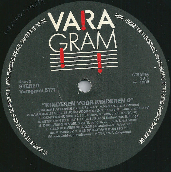 Kinderen voor Kinderen : Kinderen Voor Kinderen 6 (LP,Album,Stereo)
