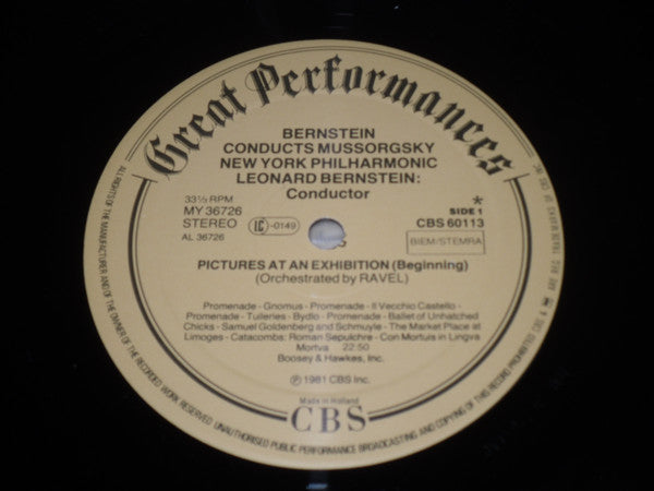 Modest Mussorgsky : Leonard Bernstein, New York Philharmonic Orchestra, The : Pictures At An Exhibition/A Night On Bald Mountain (LP,Compilation)