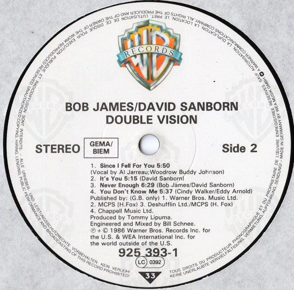 Bob James / David Sanborn : Double Vision (LP,Album)