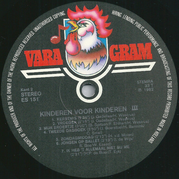 Kinderen voor Kinderen : Kinderen Voor Kinderen 3 (LP,Album,Stereo)