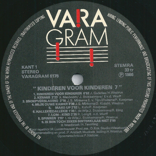 Kinderen voor Kinderen : Kinderen Voor Kinderen 7 (LP,Album,Stereo)