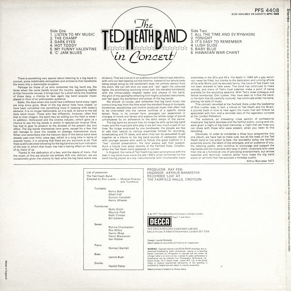 Ted Heath Band, The : The Ted Heath Band In Concert (LP,Album)