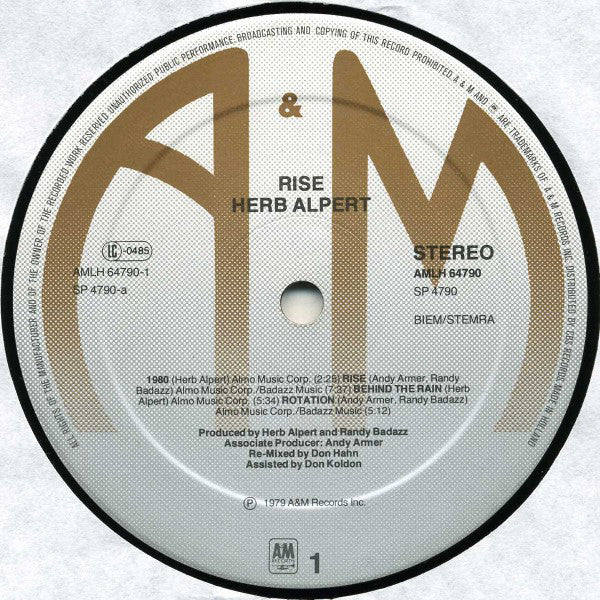 Herb Alpert : Rise (LP,Album)