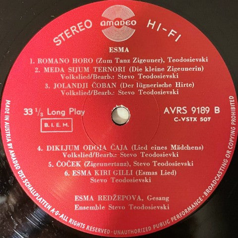 Esma Redžepova, Ansambl Teodosievski : Esma / Zigeuner-Folklore Aus Mazedonien (LP,Album)