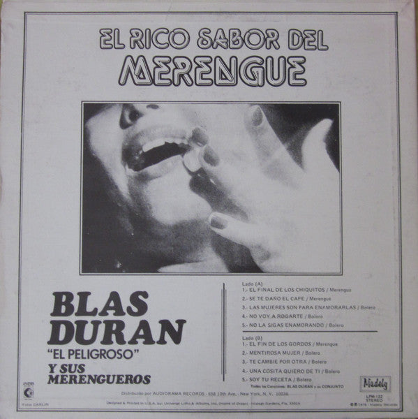 Blas Duran : El Rico Sabor Del Merengue (LP,Album,Stereo)
