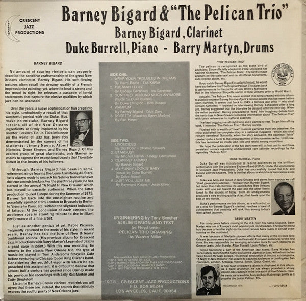 Barney Bigard & "The Pelican Trio" : Barney Bigard & "The Pelican Trio" (LP,Album,Stereo)