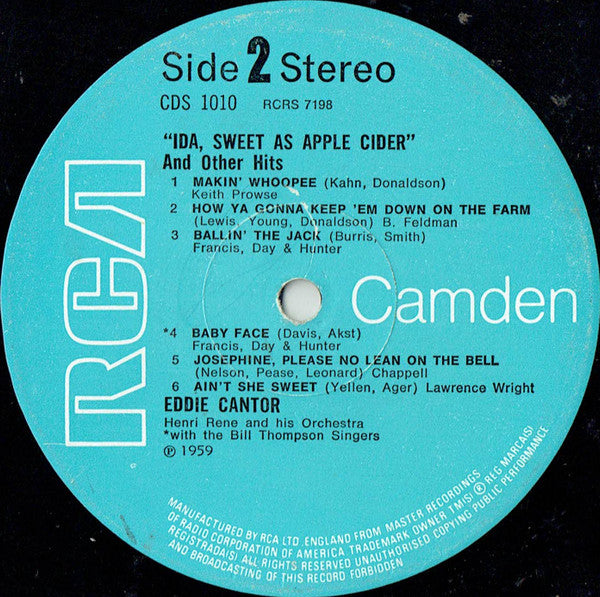 Eddie Cantor : The Greatest Hits Of Eddie Cantor (LP,Compilation,Reissue)