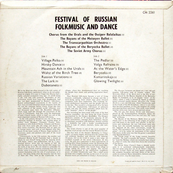 Various : Festival Of Russian Folkmusic And Dance (LP,Compilation)