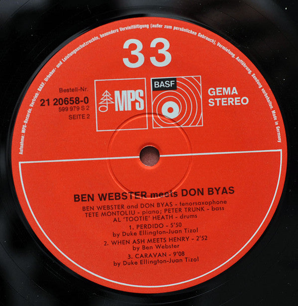 Ben Webster Meets Don Byas : Ben Webster Meets Don Byas (LP,Album,Reissue)