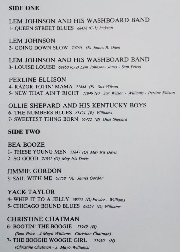 Sammy Price : Singing With Sammy - Vol 1 (1938-1944) (LP,Compilation,Stereo)