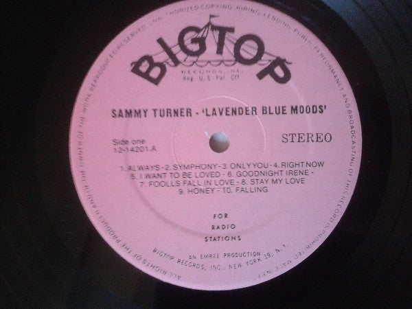 Sammy Turner : Lavender Blue Moods (LP,Promo,Repress,Stereo)
