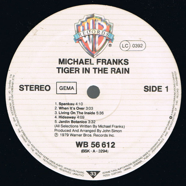 Michael Franks : Tiger In The Rain (LP,Album,Stereo)