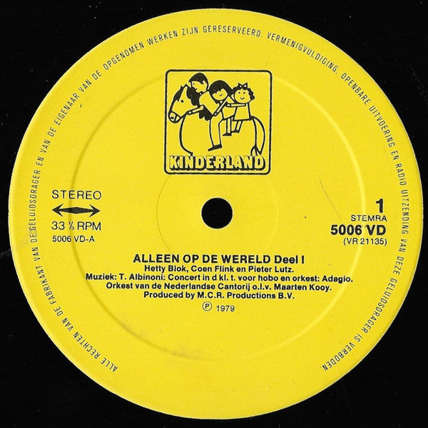 Hetty Blok / Coen Flink En Pieter Lutz : Alleen Op De Wereld (LP,Album,Stereo)