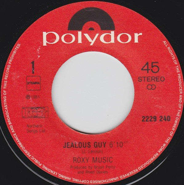 Roxy Music : Jealous Guy (7",Single,45 RPM)